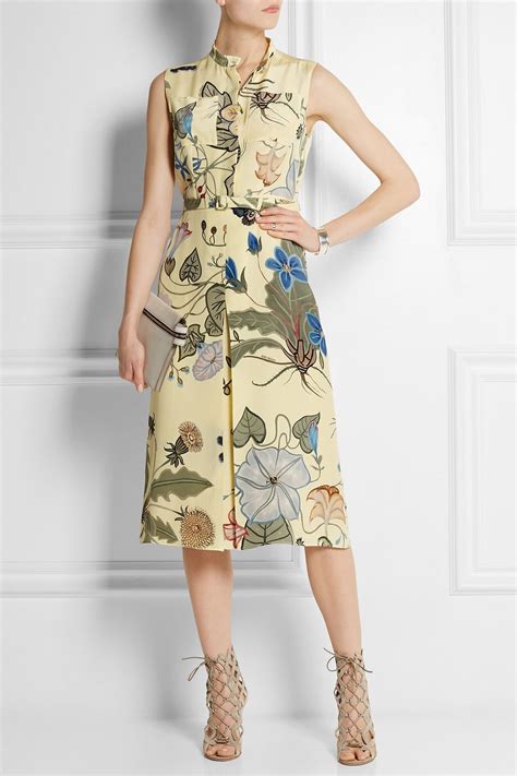 gucci floral-print silk-cady dress|gucci long dresses.